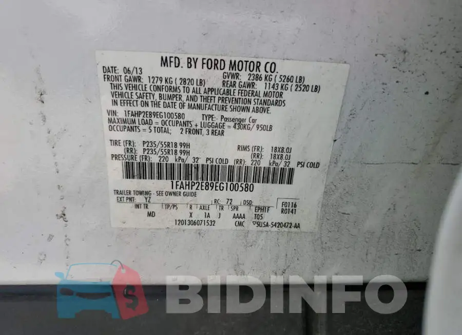 1FAHP2E89EG100580 Photo# 12