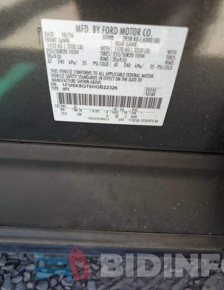1FM5K8GT6HGB22326 Photo# 13