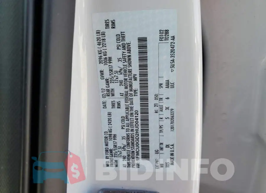 1FMCU0GD2HUD04120 Photo# 13