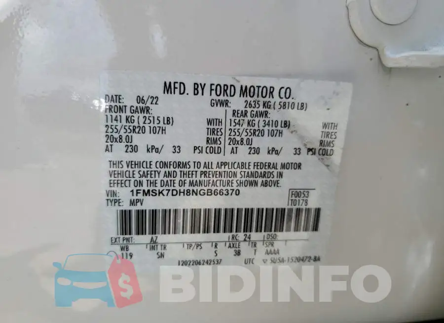 1FMSK7DH8NGB66370 Photo# 13
