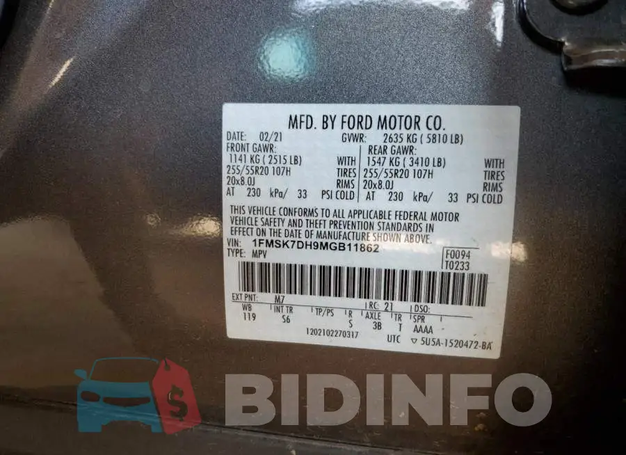1FMSK7DH9MGB11862 Photo# 14