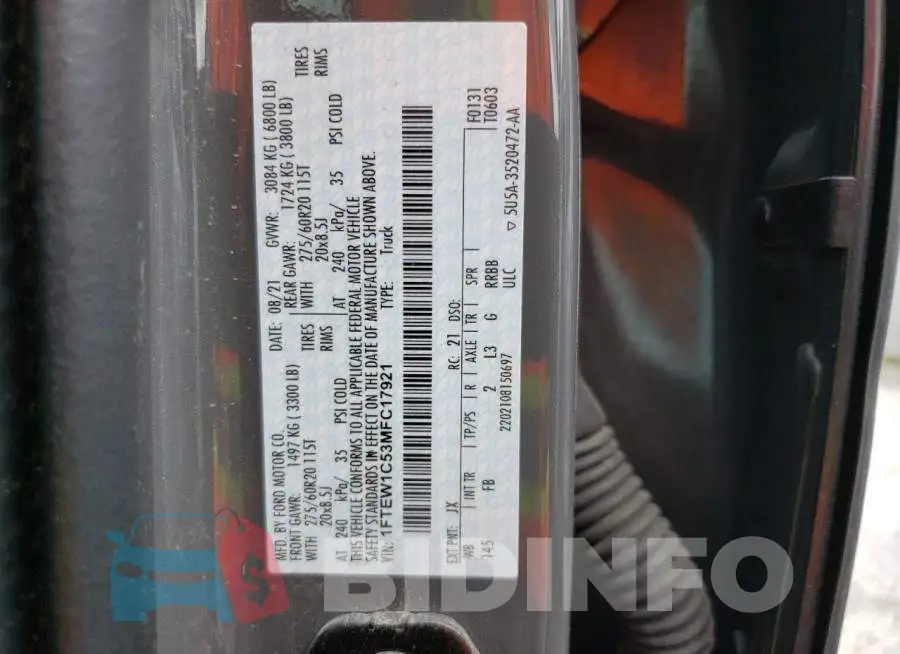 1FTEW1C53MFC17921 Photo# 12