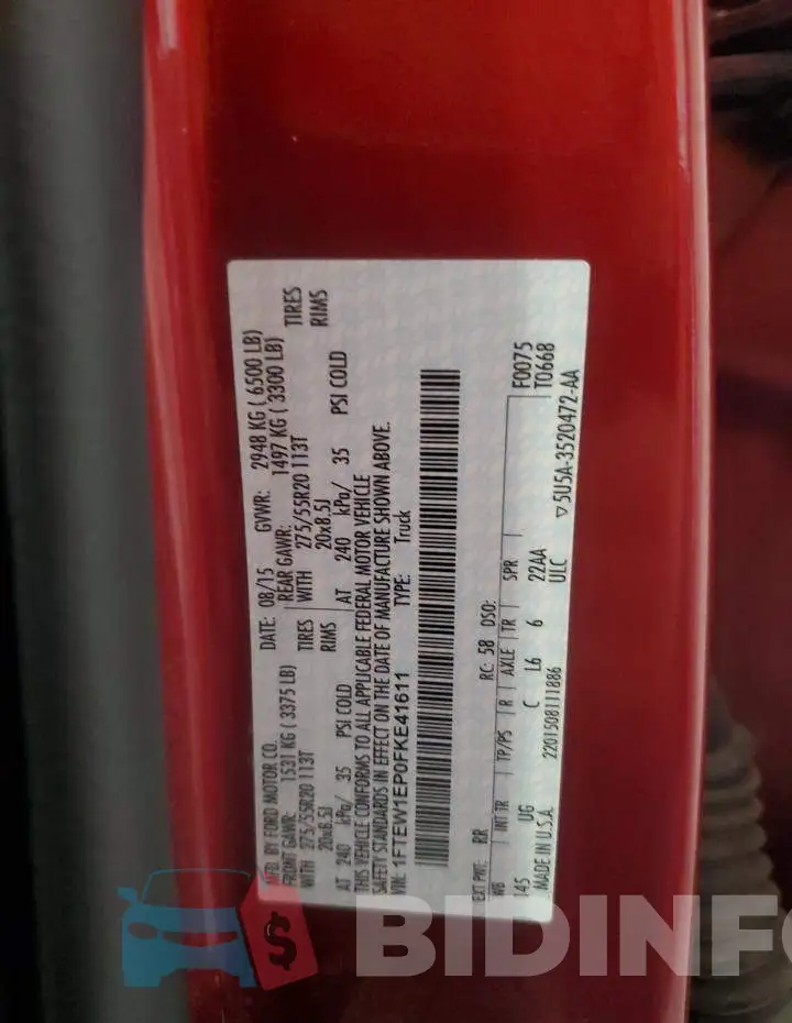 1FTEW1EP0FKE41611 Photo# 12