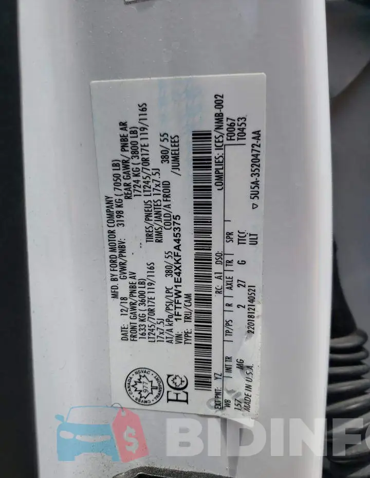 1FTFW1E4XKFA45375 Photo# 12