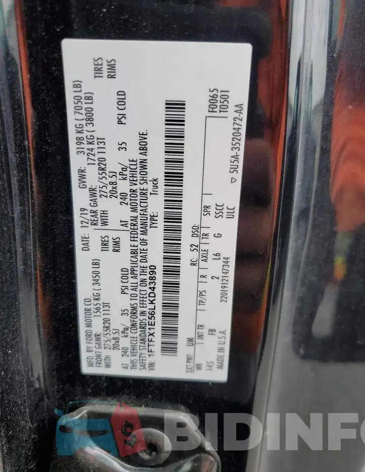 1FTFX1E56LKD43890 Photo# 12