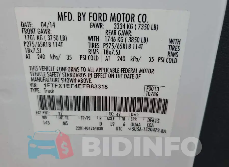 1FTFX1EF4EFB83318 Photo# 13