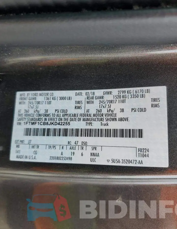 1FTMF1CB8JKD42255 Photo# 12