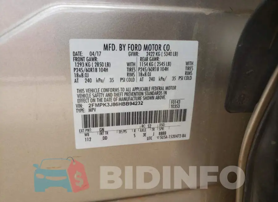 2FMPK3J86HBB94232 Photo# 12