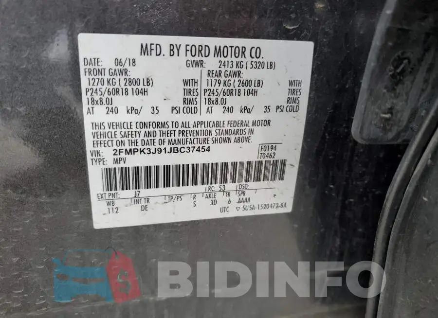 2FMPK3J91JBC37454 Photo# 14