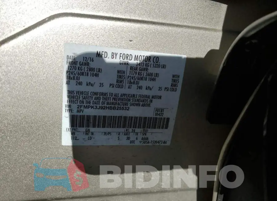 2FMPK3J92HBB25532 Photo# 13
