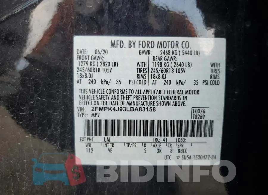 2FMPK4J93LBA83158 Photo# 14