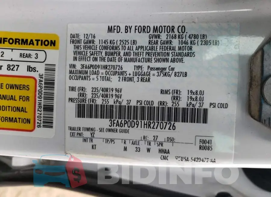 3FA6P0D91HR270726 Photo# 12