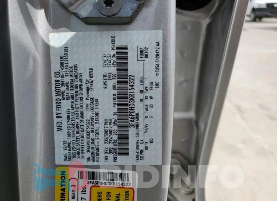 3FA6P0HD3KR154322 Photo# 12