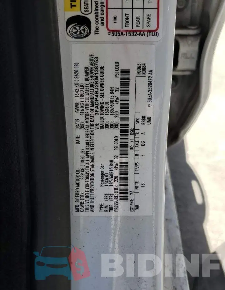3FADP4BJ2KM138753 Photo# 12