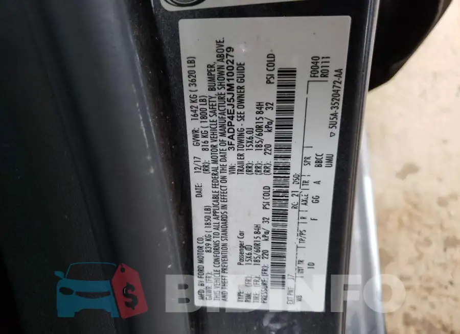 3FADP4EJ5JM100279 Photo# 12
