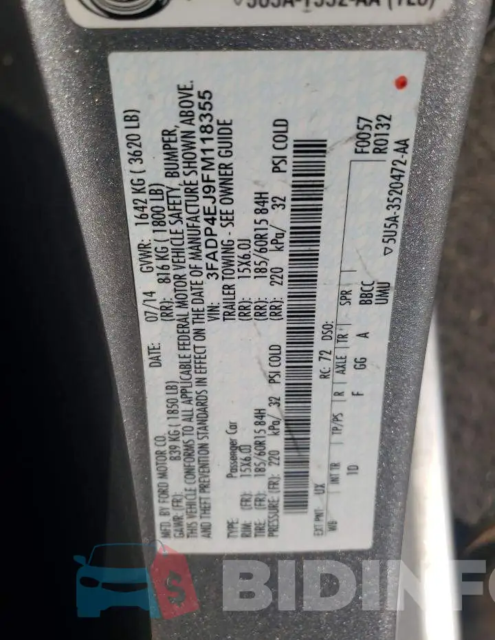 3FADP4EJ9FM118355 Photo# 12