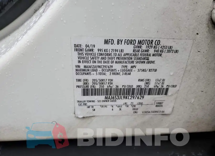 MAJ6S3JL9KC297629 Photo# 13