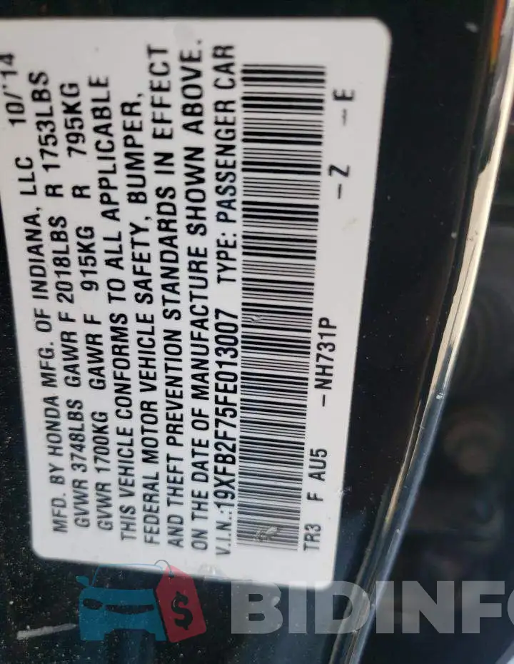 19XFB2F75FE013007 Photo# 12
