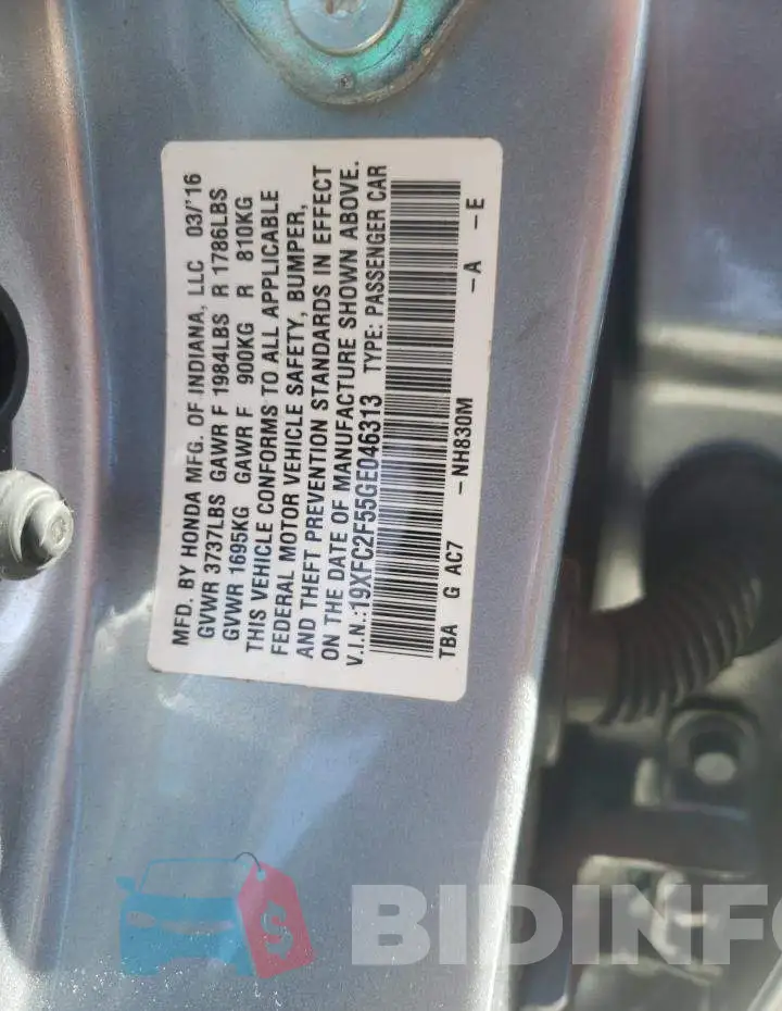 19XFC2F55GE046313 Photo# 12