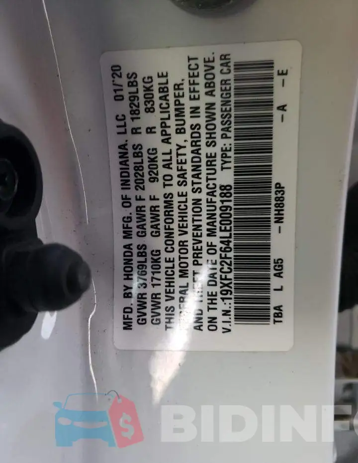 19XFC2F64LE009188 Photo# 12