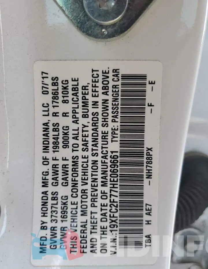 19XFC2F77HE069661 Photo# 12