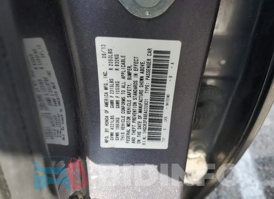 1HGCR2F86EA030831 Photo# 12