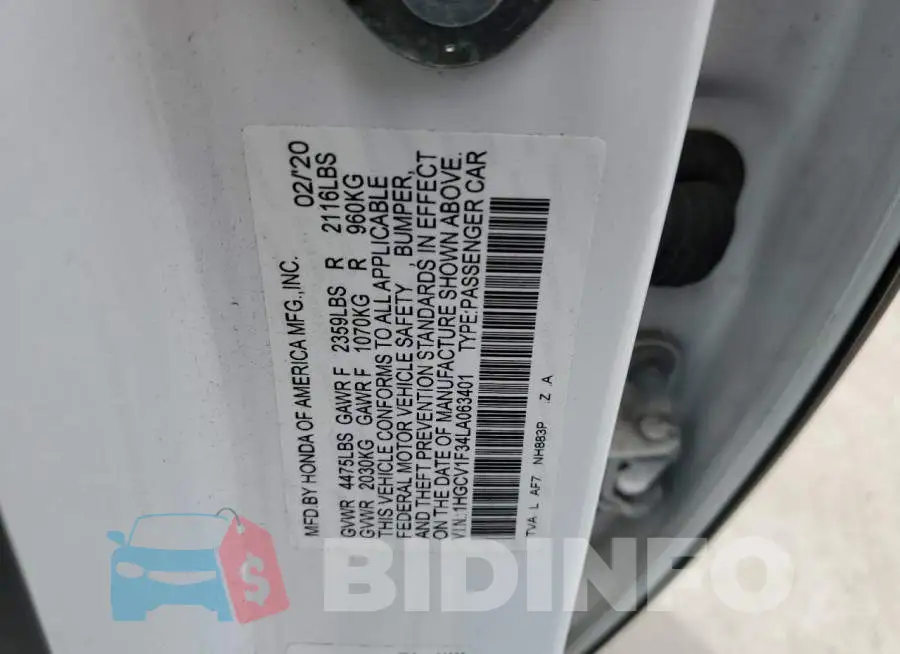 1HGCV1F34LA063401 Photo# 12