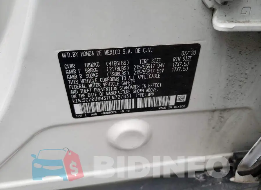 3CZRU6H37LM727631 Photo# 12