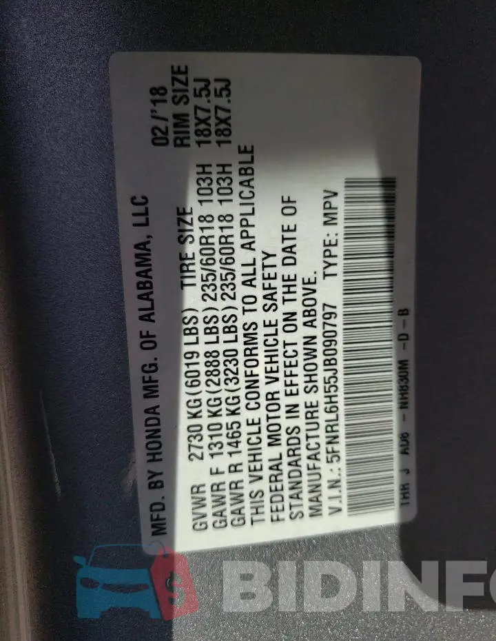 5FNRL6H55JB090797 Photo# 14