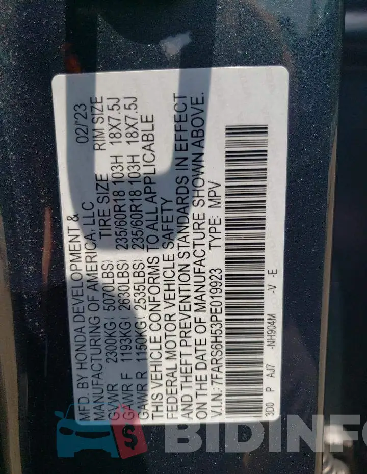 7FARS6H53PE019923 Photo# 13