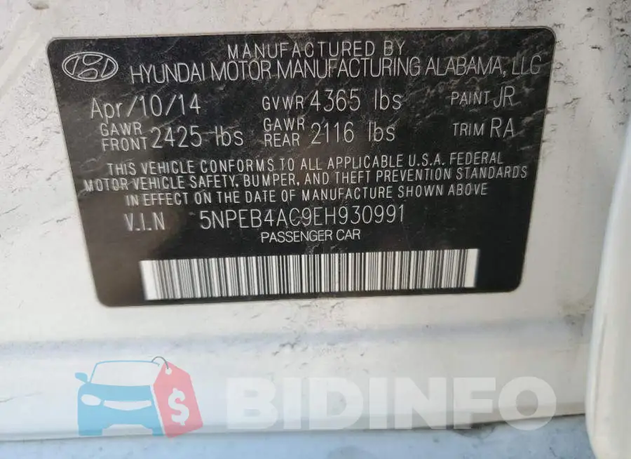 5NPEB4AC9EH930991 Photo# 12