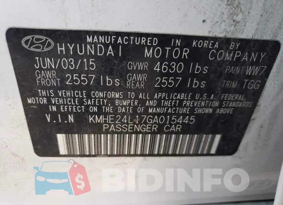 KMHE24L17GA015445 Photo# 10