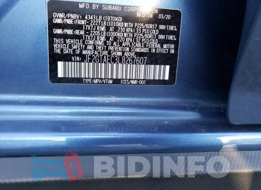JF2GTAEC3L8267607 Photo# 12