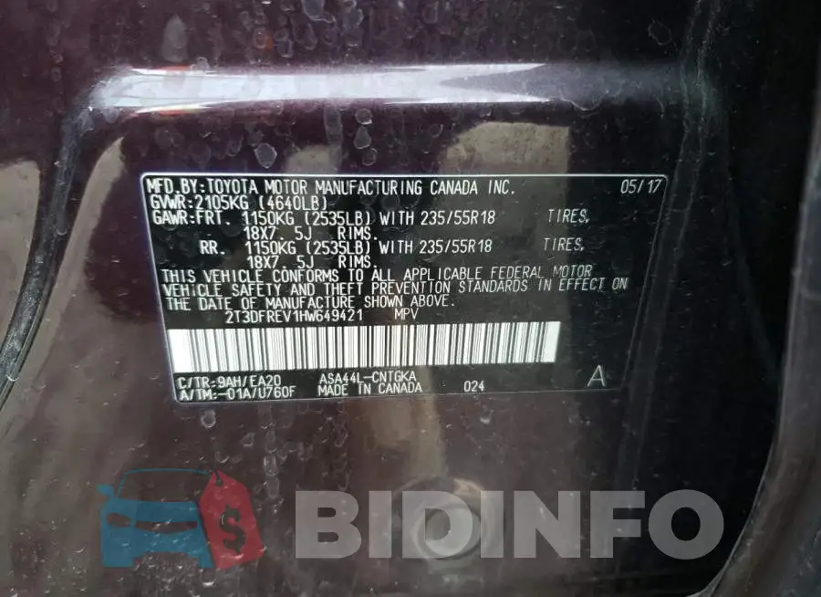 2T3DFREV1HW649421 Photo# 12