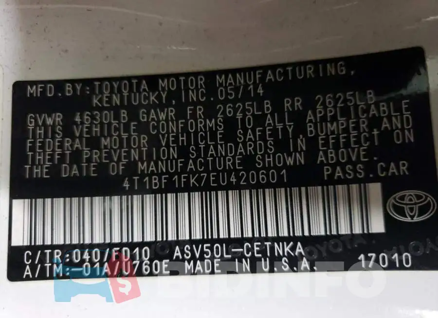 4T1BF1FK7EU420601 Photo# 13