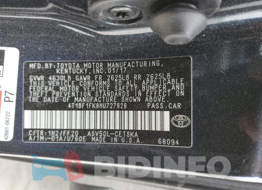 4T1BF1FK8HU727828 Photo# 12