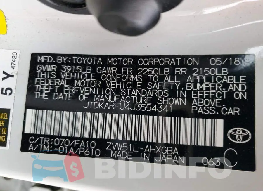 JTDKARFU4J3554341 Photo# 12