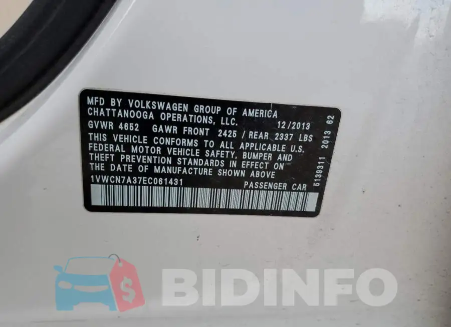 1VWCN7A37EC061431 Photo# 13