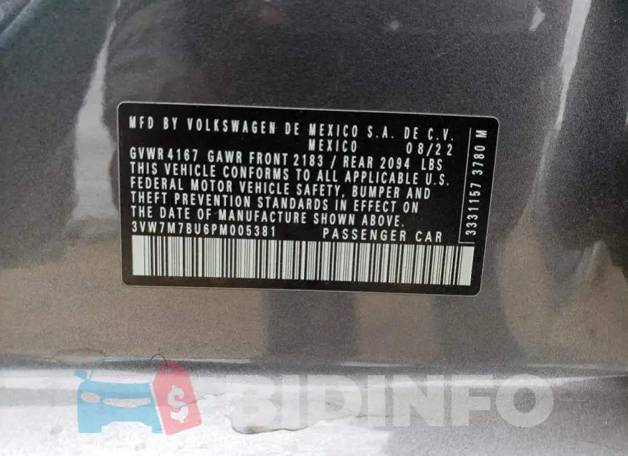 3VW7M7BU6PM005381 Photo# 12