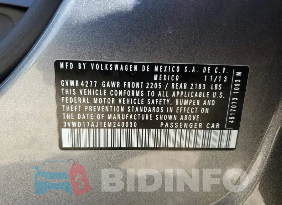 3VWD17AJ1EM240030 Photo# 12