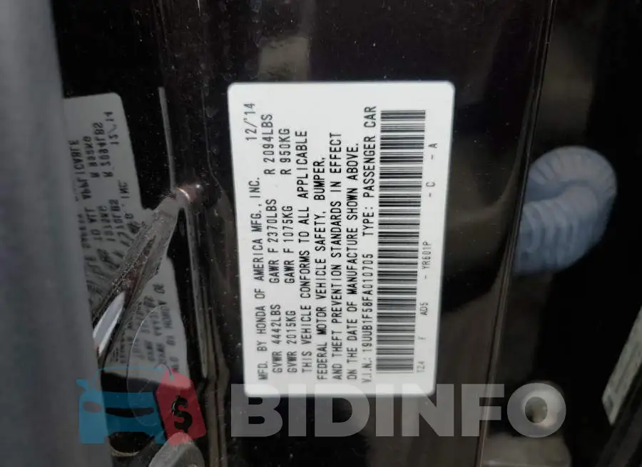 19UUB1F58FA010705 Photo# 12