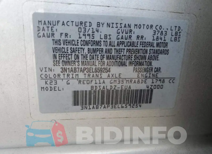 3N1AB7AP3EL659254 Photo# 12