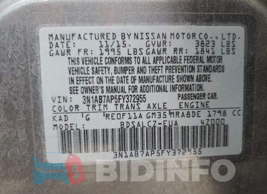 3N1AB7AP5FY372955 Photo# 12