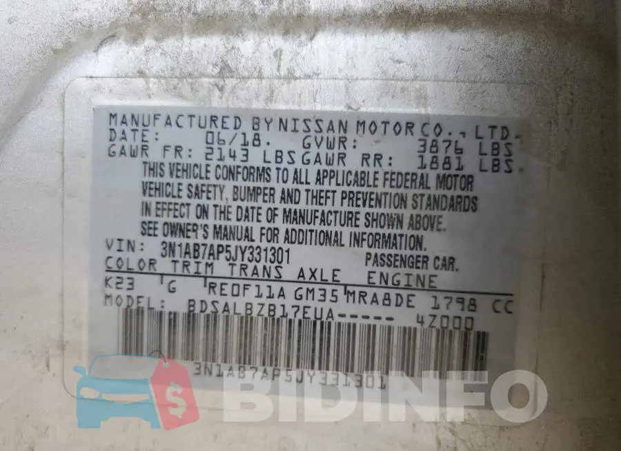 3N1AB7AP5JY331301 Photo# 13