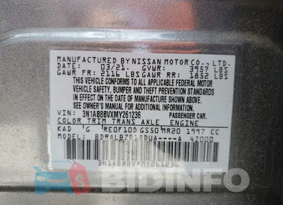 3N1AB8BVXMY261236 Photo# 12