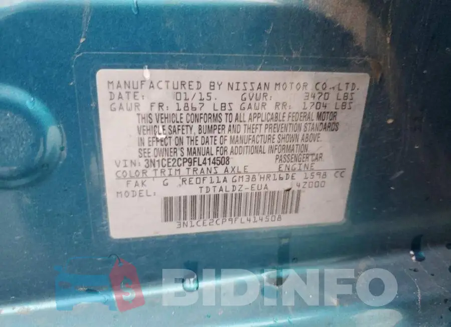 3N1CE2CP9FL414508 Photo# 13