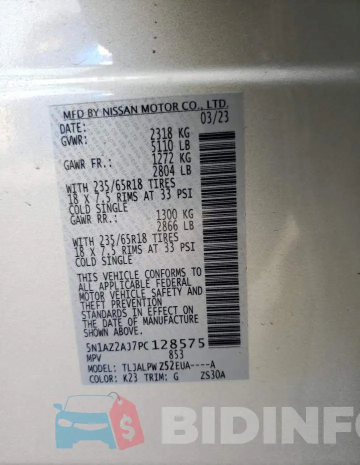 5N1AZ2AJ7PC128575 Photo# 14