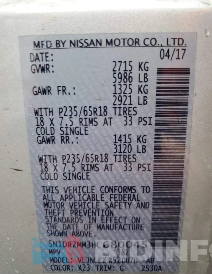 5N1DR2MM3HC680045 Photo# 13