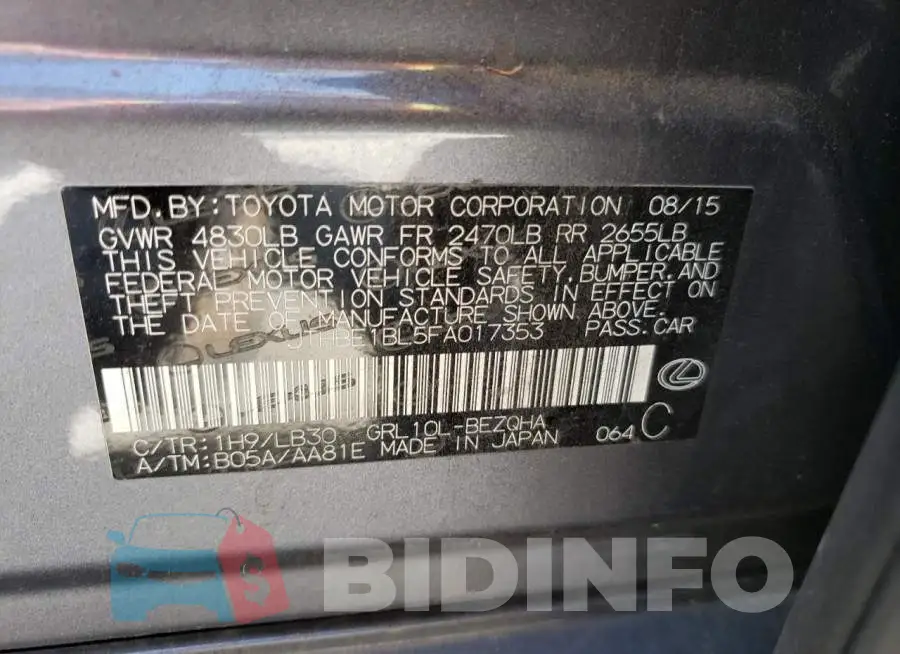 JTHBE1BL5FA017353 Photo# 12
