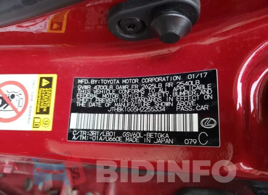JTHBK1GG5H2255334 Photo# 12